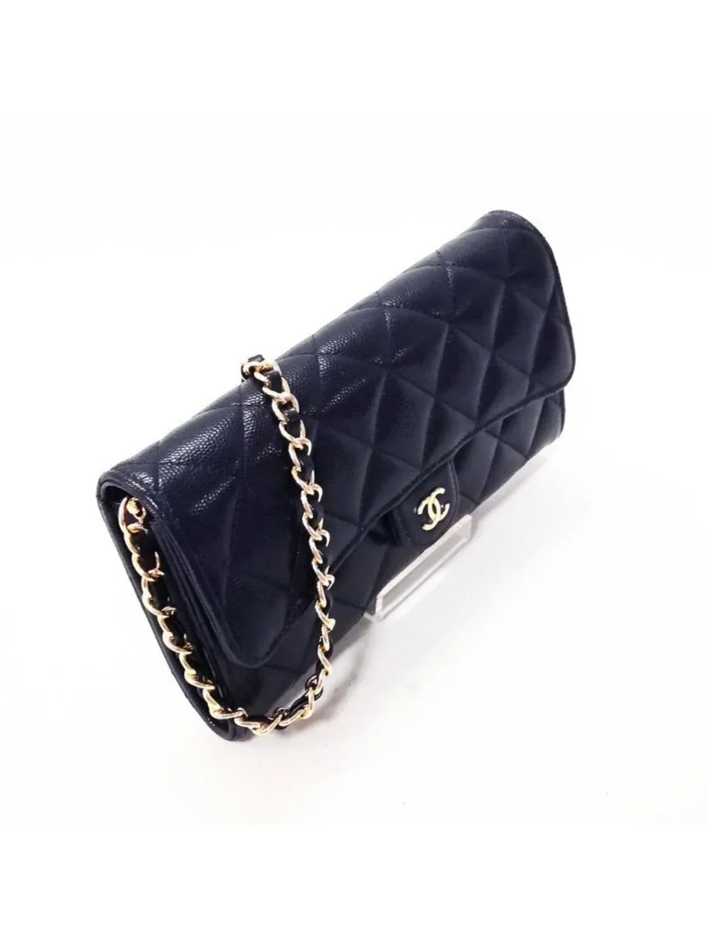 Chanel Caviar Leather Quilted Wallet Navy